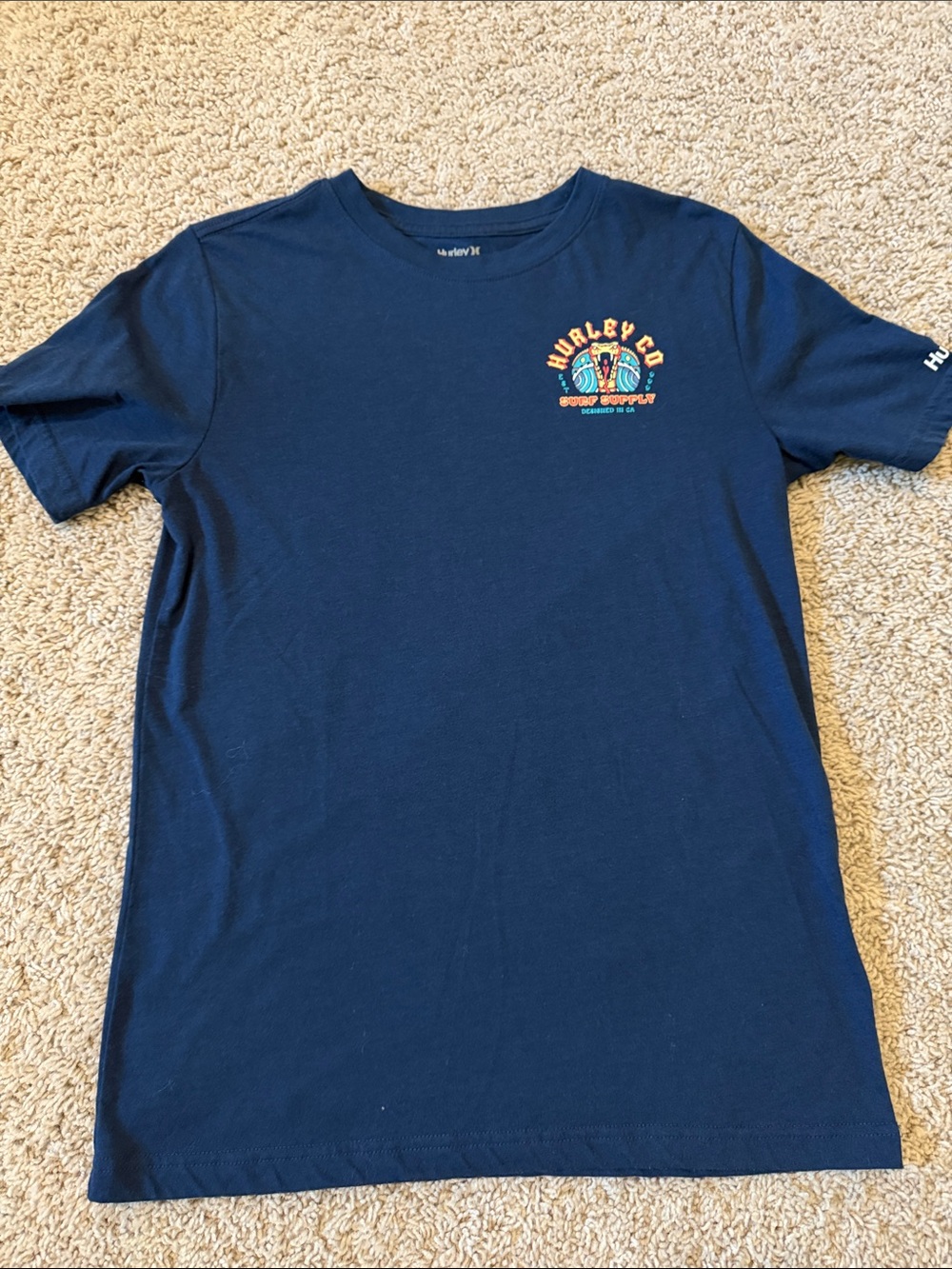 Hurley Kids Navy Graphic Short-Sleeve Tee with Small Chest Emblem